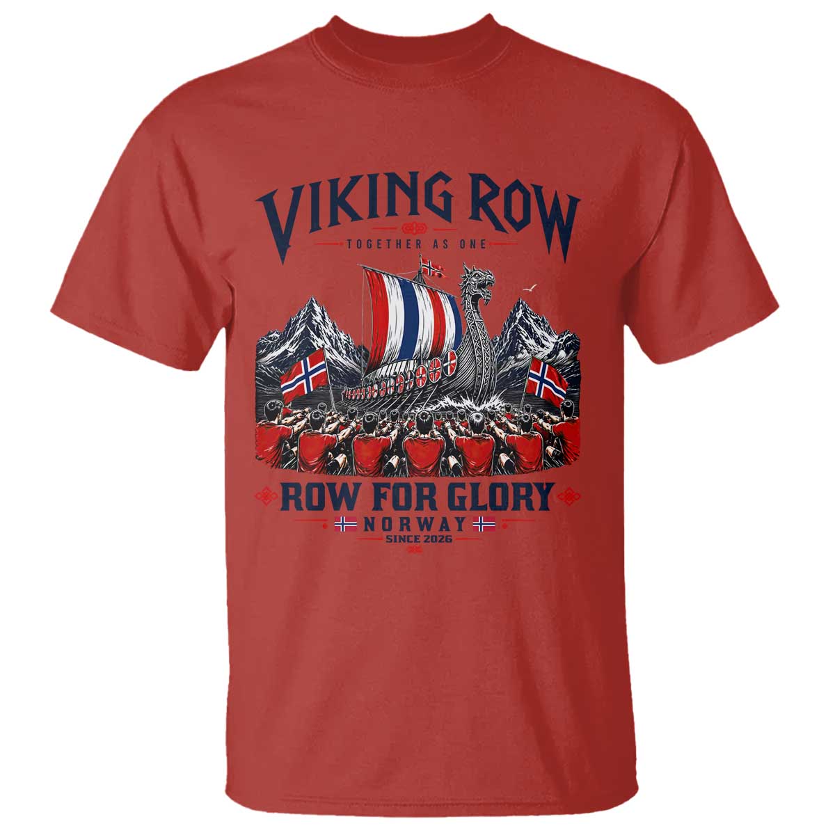 Viking Row Ro Ro Norway Norge Norwegian Flag T Shirt Row For Glory Norway Together As One Retro Football Fans TS02 Red Print Your Wear
