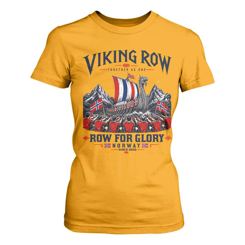 Viking Row Ro Ro Norway Norge Norwegian Flag T Shirt For Women Row For Glory Norway Together As One Retro Football Fans TS02 Gold Print Your Wear