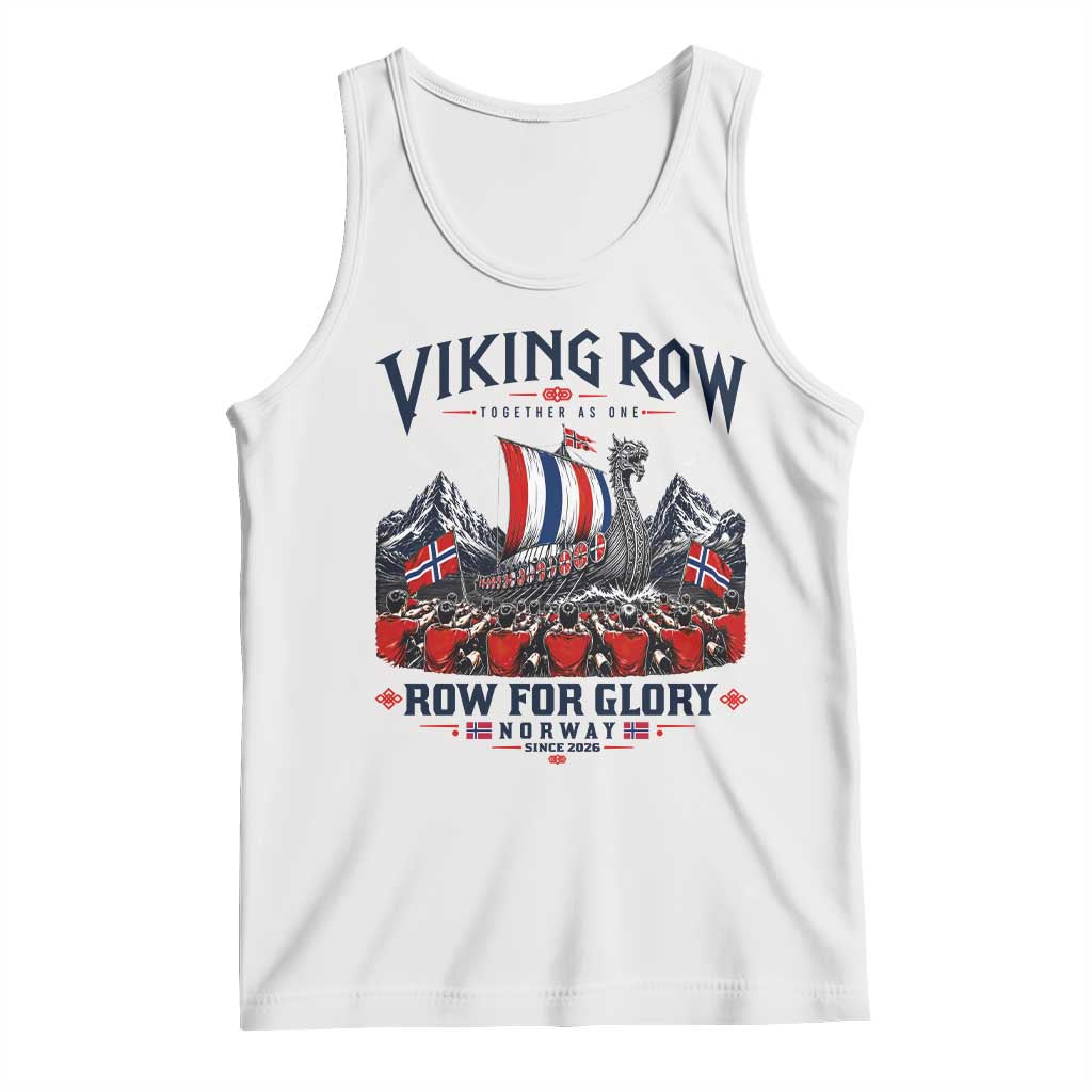 Viking Row Ro Ro Norway Norge Norwegian Flag Tank Top Row For Glory Norway Together As One Retro Football Fans TS02 White Print Your Wear