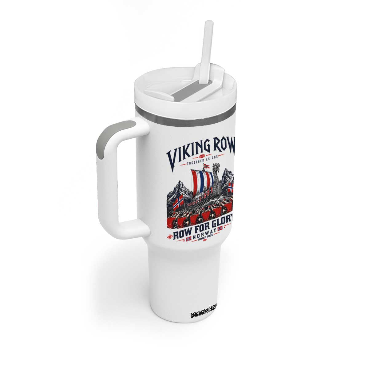 Viking Row Ro Ro Norway Norge Norwegian Flag Tumbler With Handle Row For Glory Norway Together As One Retro Football Fans TS02 Print Your Wear