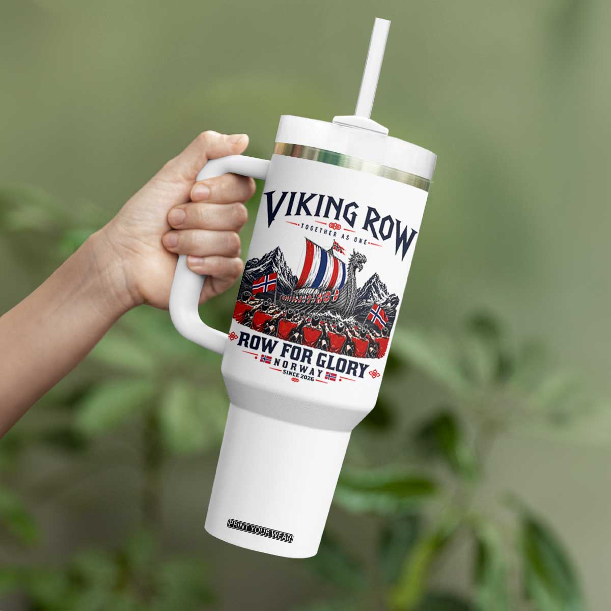 Viking Row Ro Ro Norway Norge Norwegian Flag Tumbler With Handle Row For Glory Norway Together As One Retro Football Fans TS02 Print Your Wear