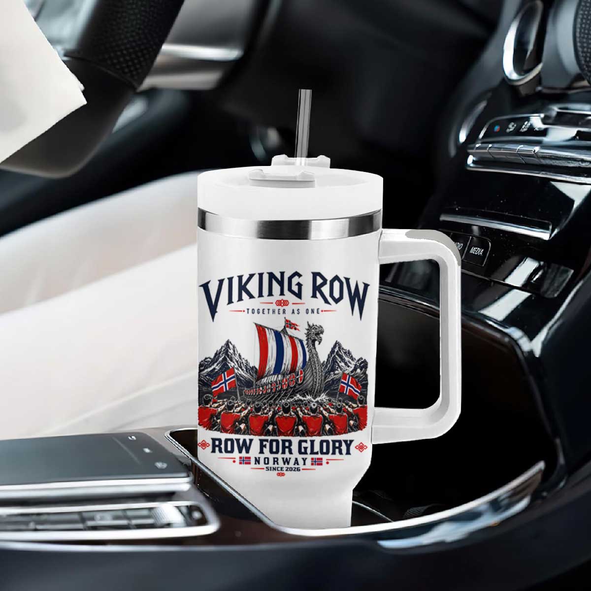 Viking Row Ro Ro Norway Norge Norwegian Flag Tumbler With Handle Row For Glory Norway Together As One Retro Football Fans TS02 Print Your Wear
