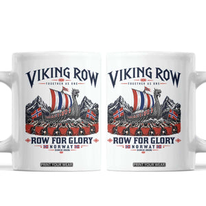 Viking Row Ro Ro Norway Norge Norwegian Flag Coffee Mug Row For Glory Norway Together As One Retro Football Fans TS02 White Print Your Wear