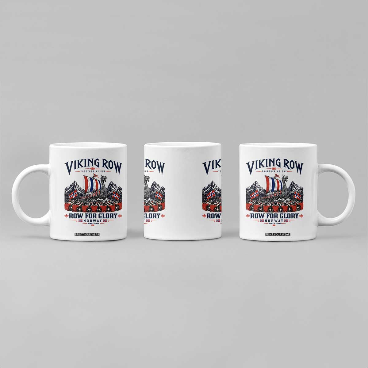 Viking Row Ro Ro Norway Norge Norwegian Flag Coffee Mug Row For Glory Norway Together As One Retro Football Fans TS02 Print Your Wear