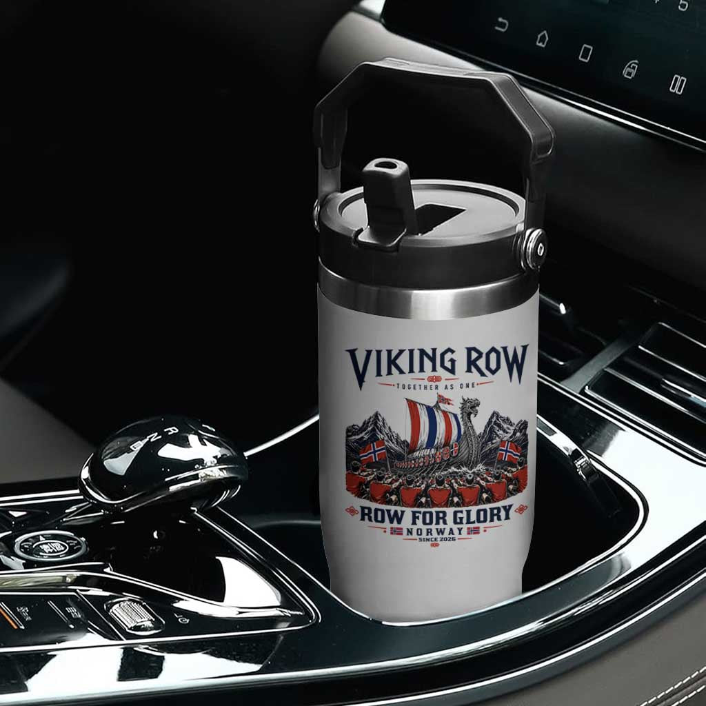 Viking Row Ro Ro Norway Norge Norwegian Flag Flip Straw Tumbler Row For Glory Norway Together As One Retro Football Fans TS02 Print Your Wear