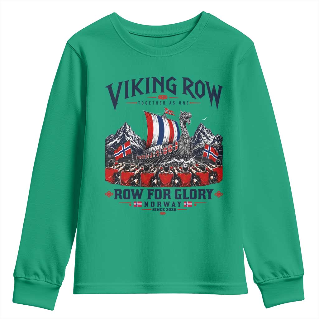 Viking Row Ro Ro Norway Norge Norwegian Flag Youth Sweatshirt Row For Glory Norway Together As One Retro Football Fans TS02 Irish Green Print Your Wear