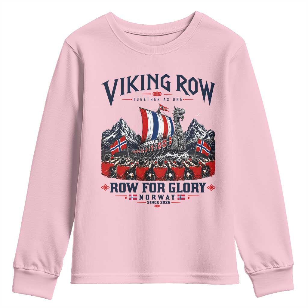Viking Row Ro Ro Norway Norge Norwegian Flag Youth Sweatshirt Row For Glory Norway Together As One Retro Football Fans TS02 Light Pink Print Your Wear