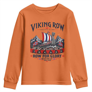 Viking Row Ro Ro Norway Norge Norwegian Flag Youth Sweatshirt Row For Glory Norway Together As One Retro Football Fans TS02 Orange Print Your Wear