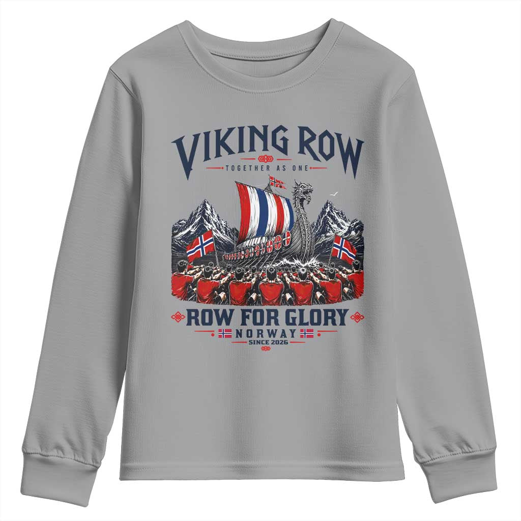 Viking Row Ro Ro Norway Norge Norwegian Flag Youth Sweatshirt Row For Glory Norway Together As One Retro Football Fans TS02 Sport Gray Print Your Wear