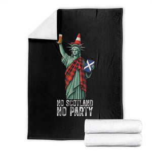 No Scotland No Party Funny Statue of Liberty Celebration Throw Blanket Saltire Flag Glasgow Cone Scottish Football Fans TS02 Black Print Your Wear