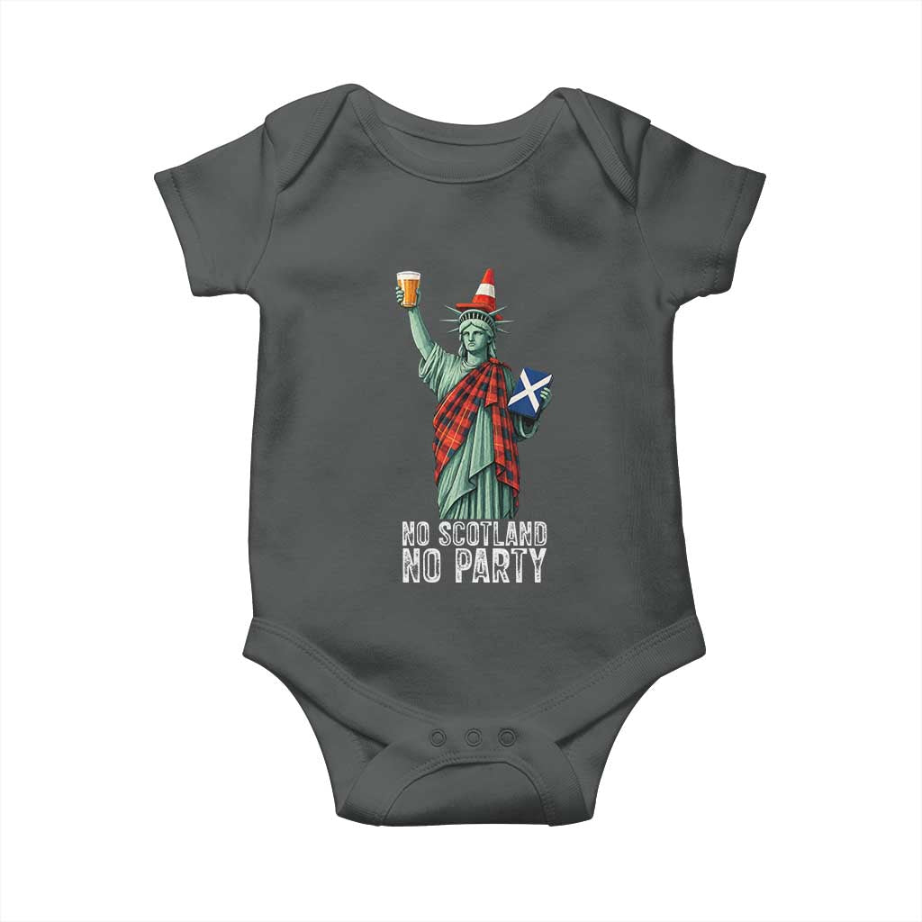 No Scotland No Party Funny Statue of Liberty Celebration Baby Onesie Saltire Flag Glasgow Cone Scottish Football Fans TS02 Dark Heather Print Your Wear