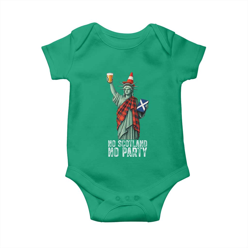 No Scotland No Party Funny Statue of Liberty Celebration Baby Onesie Saltire Flag Glasgow Cone Scottish Football Fans TS02 Irish Green Print Your Wear