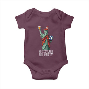 No Scotland No Party Funny Statue of Liberty Celebration Baby Onesie Saltire Flag Glasgow Cone Scottish Football Fans TS02 Maroon Print Your Wear