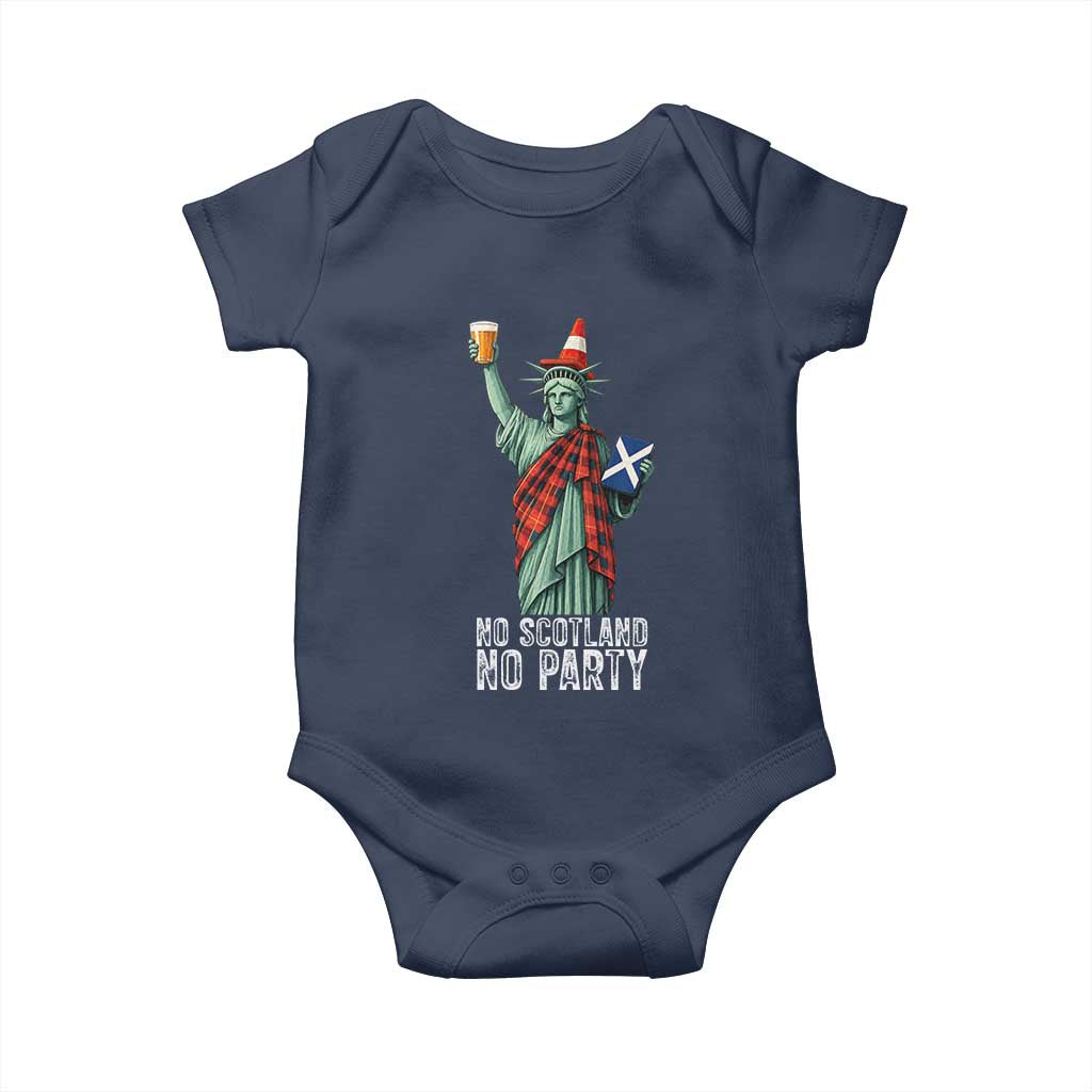 No Scotland No Party Funny Statue of Liberty Celebration Baby Onesie Saltire Flag Glasgow Cone Scottish Football Fans TS02 Navy Print Your Wear