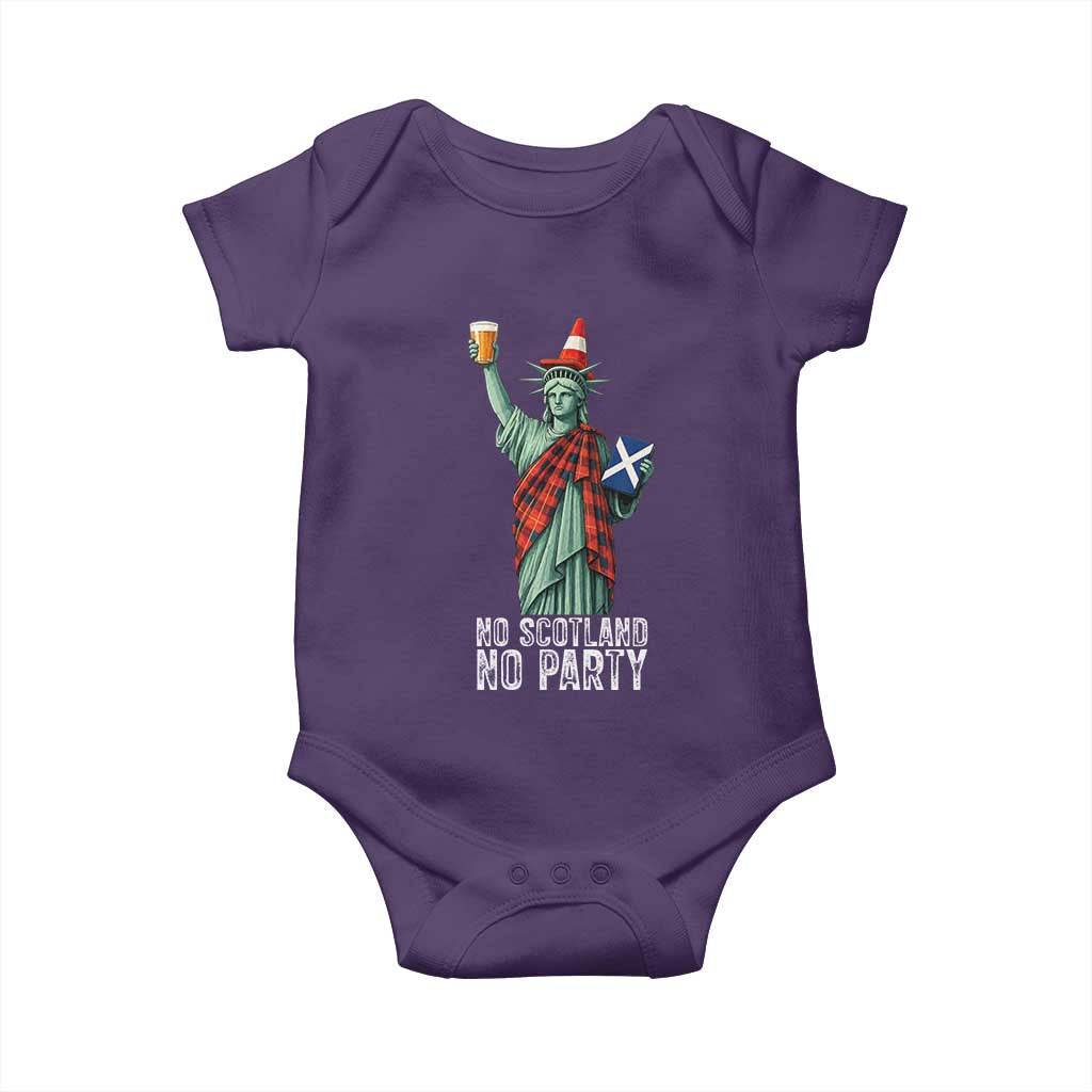 No Scotland No Party Funny Statue of Liberty Celebration Baby Onesie Saltire Flag Glasgow Cone Scottish Football Fans TS02 Purple Print Your Wear