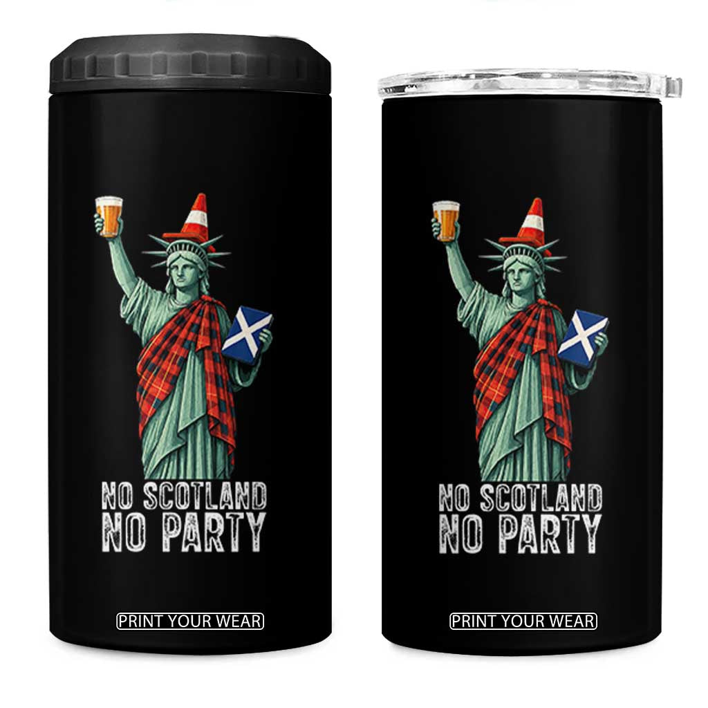 No Scotland No Party Funny Statue of Liberty Celebration 4 in 1 Can Cooler Tumbler Saltire Flag Glasgow Cone Scottish Football Fans TS02 One Size: 16 oz Black Print Your Wear