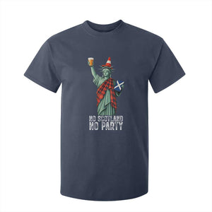 No Scotland No Party Funny Statue of Liberty Celebration T Shirt For Kid Saltire Flag Glasgow Cone Scottish Football Fans TS02 Navy Print Your Wear