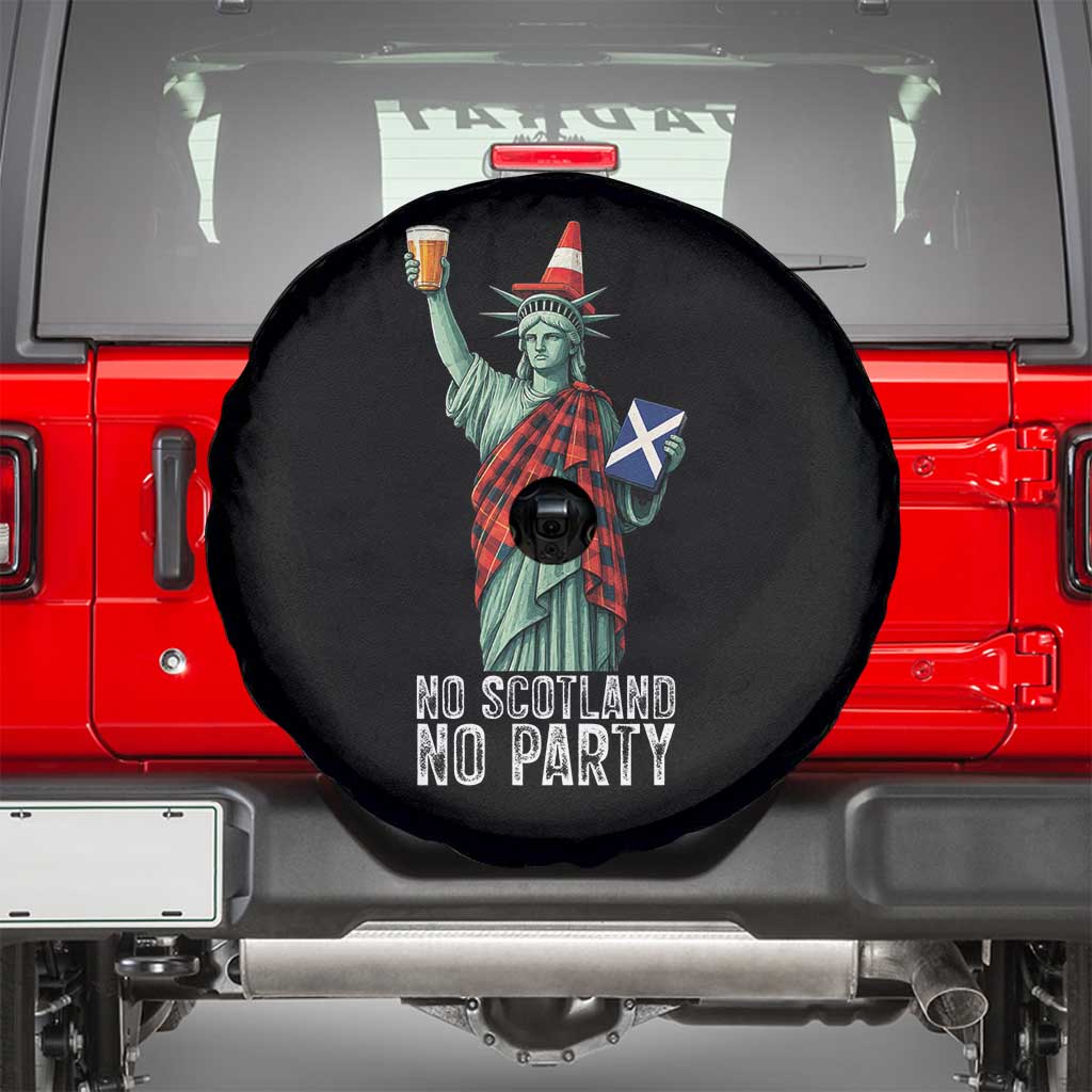 No Scotland No Party Funny Statue of Liberty Celebration Spare Tire Cover Saltire Flag Glasgow Cone Scottish Football Fans TS02 Black Print Your Wear