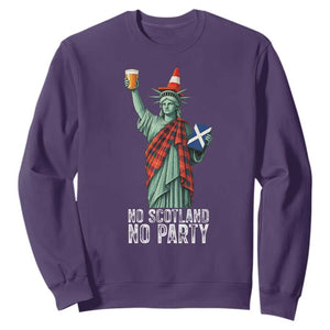 No Scotland No Party Funny Statue of Liberty Celebration Sweatshirt Saltire Flag Glasgow Cone Scottish Football Fans TS02 Purple Print Your Wear