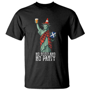 No Scotland No Party Funny Statue of Liberty Celebration T Shirt Saltire Flag Glasgow Cone Scottish Football Fans TS02 Black Print Your Wear