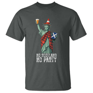 No Scotland No Party Funny Statue of Liberty Celebration T Shirt Saltire Flag Glasgow Cone Scottish Football Fans TS02 Dark Heather Print Your Wear
