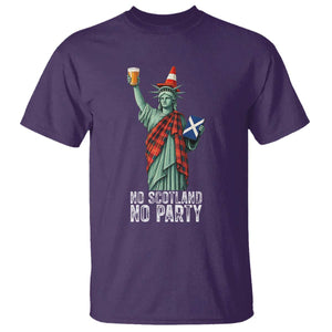 No Scotland No Party Funny Statue of Liberty Celebration T Shirt Saltire Flag Glasgow Cone Scottish Football Fans TS02 Purple Print Your Wear