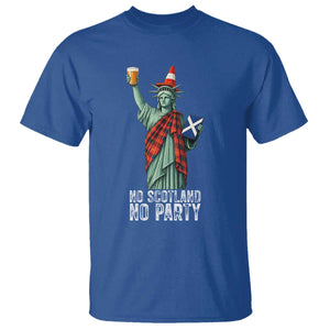 No Scotland No Party Funny Statue of Liberty Celebration T Shirt Saltire Flag Glasgow Cone Scottish Football Fans TS02 Royal Blue Print Your Wear