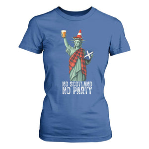 No Scotland No Party Funny Statue of Liberty Celebration T Shirt For Women Saltire Flag Glasgow Cone Scottish Football Fans TS02 Royal Blue Print Your Wear