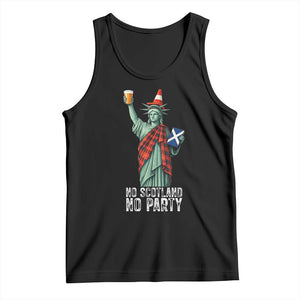 No Scotland No Party Funny Statue of Liberty Celebration Tank Top Saltire Flag Glasgow Cone Scottish Football Fans TS02 Black Print Your Wear