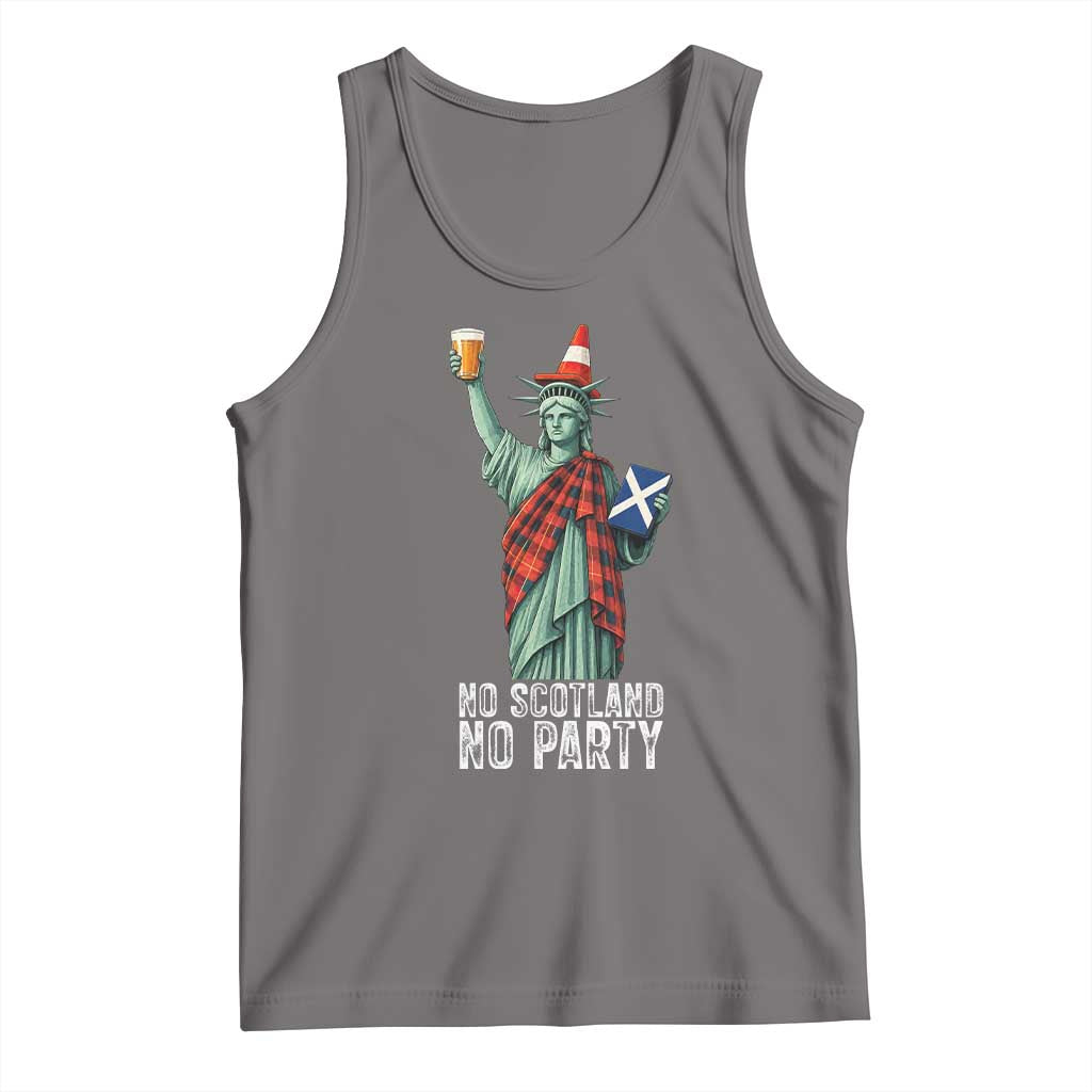 No Scotland No Party Funny Statue of Liberty Celebration Tank Top Saltire Flag Glasgow Cone Scottish Football Fans TS02 Deep Heather Print Your Wear