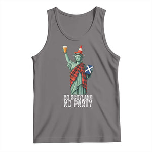 No Scotland No Party Funny Statue of Liberty Celebration Tank Top Saltire Flag Glasgow Cone Scottish Football Fans TS02 Deep Heather Print Your Wear