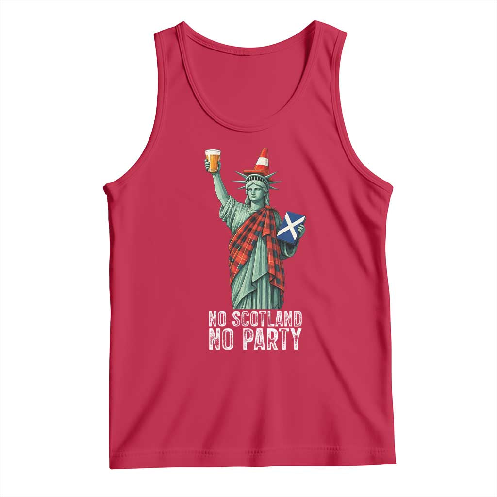 No Scotland No Party Funny Statue of Liberty Celebration Tank Top Saltire Flag Glasgow Cone Scottish Football Fans TS02 Red Print Your Wear