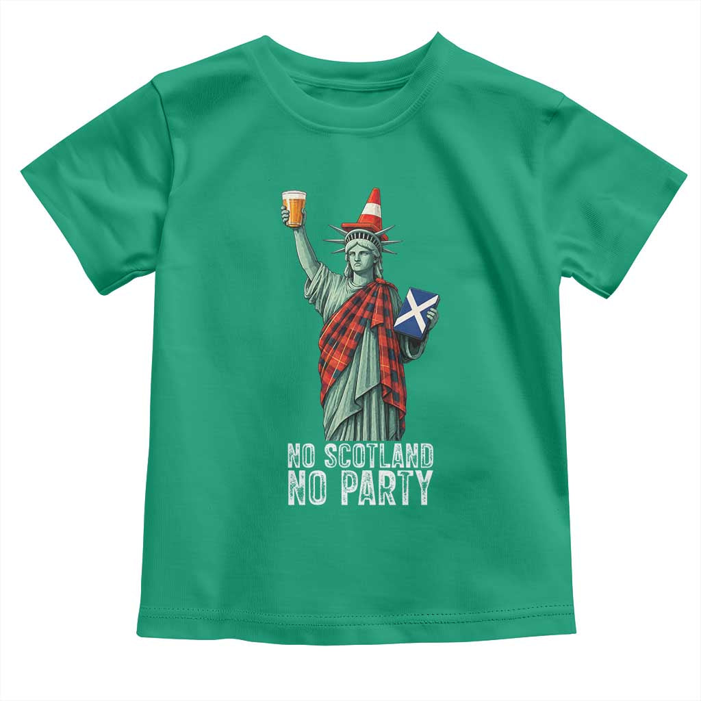 No Scotland No Party Funny Statue of Liberty Celebration Toddler T Shirt Saltire Flag Glasgow Cone Scottish Football Fans TS02 Irish Green Print Your Wear
