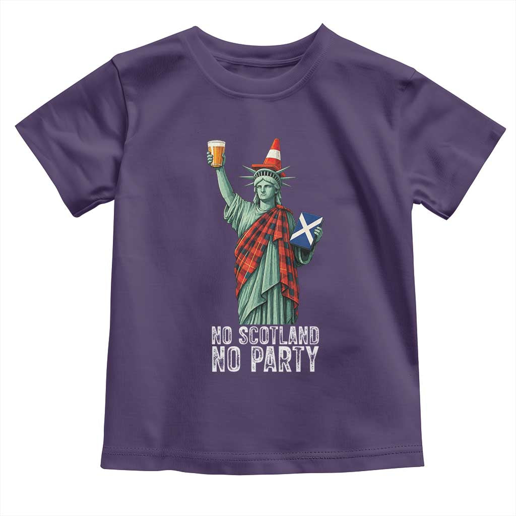 No Scotland No Party Funny Statue of Liberty Celebration Toddler T Shirt Saltire Flag Glasgow Cone Scottish Football Fans TS02 Purple Print Your Wear