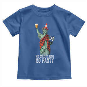 No Scotland No Party Funny Statue of Liberty Celebration Toddler T Shirt Saltire Flag Glasgow Cone Scottish Football Fans TS02 Royal Blue Print Your Wear