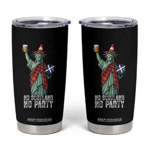 No Scotland No Party Funny Statue of Liberty Celebration Tumbler Cup Saltire Flag Glasgow Cone Scottish Football Fans TS02 Black Print Your Wear