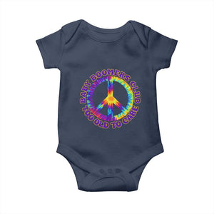 Baby Boomers Club Too Old To Care Retro Tie Dye Effect Printing Baby Onesie Peace Sign Groovy 60s Hippie Humor Graphic TS02 Navy Print Your Wear