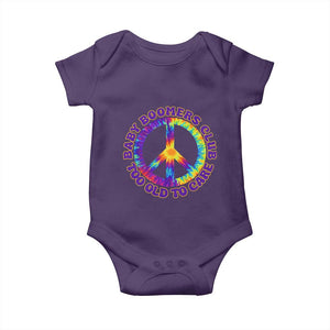 Baby Boomers Club Too Old To Care Retro Tie Dye Effect Printing Baby Onesie Peace Sign Groovy 60s Hippie Humor Graphic TS02 Purple Print Your Wear
