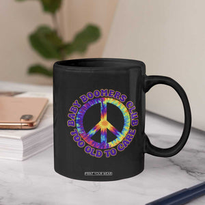 Baby Boomers Club Too Old To Care Retro Tie Dye Effect Printing Coffee Mug Peace Sign Groovy 60s Hippie Humor Graphic TS02 Print Your Wear