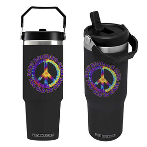 Baby Boomers Club Too Old To Care Retro Tie Dye Effect Printing Flip Straw Tumbler Peace Sign Groovy 60s Hippie Humor Graphic TS02 One Size: 30 oz Black Print Your Wear