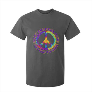 Baby Boomers Club Too Old To Care Retro Tie Dye Effect Printing T Shirt For Kid Peace Sign Groovy 60s Hippie Humor Graphic TS02 Dark Heather Print Your Wear