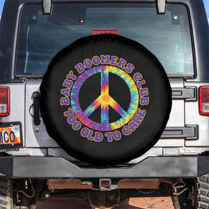 Baby Boomers Club Too Old To Care Retro Tie Dye Effect Printing Spare Tire Cover Peace Sign Groovy 60s Hippie Humor Graphic TS02 No hole Black Print Your Wear