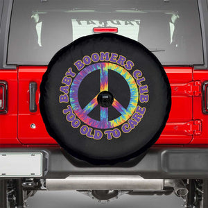 Baby Boomers Club Too Old To Care Retro Tie Dye Effect Printing Spare Tire Cover Peace Sign Groovy 60s Hippie Humor Graphic TS02 Black Print Your Wear