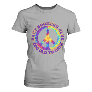 Baby Boomers Club Too Old To Care Retro Tie Dye Effect Printing T Shirt For Women Peace Sign Groovy 60s Hippie Humor Graphic TS02 Sport Gray Print Your Wear