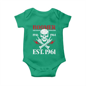 Funny Baby Boomer The Badass Generation Baby Onesie EST 1961 Birthday Gift Skull Rock On Graphic