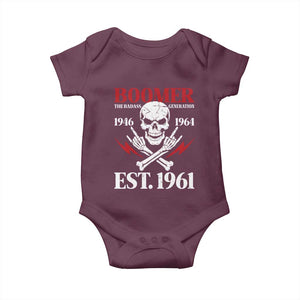 Funny Baby Boomer The Badass Generation Baby Onesie EST 1961 Birthday Gift Skull Rock On Graphic