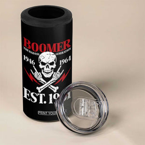 Funny Baby Boomer The Badass Generation 4 in 1 Can Cooler Tumbler EST 1961 Birthday Gift Skull Rock On Graphic