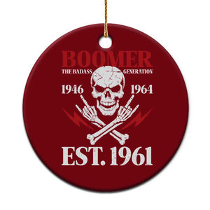 Funny Baby Boomer The Badass Generation Ceramic Ornament EST 1961 Birthday Gift Skull Rock On Graphic