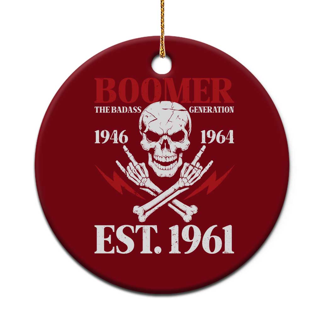 Funny Baby Boomer The Badass Generation Ceramic Ornament EST 1961 Birthday Gift Skull Rock On Graphic TS02 1pc Red Print Your Wear