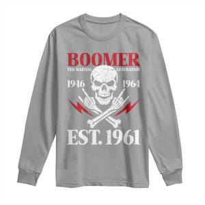 Funny Baby Boomer The Badass Generation Long Sleeve Shirt EST 1961 Birthday Gift Skull Rock On Graphic